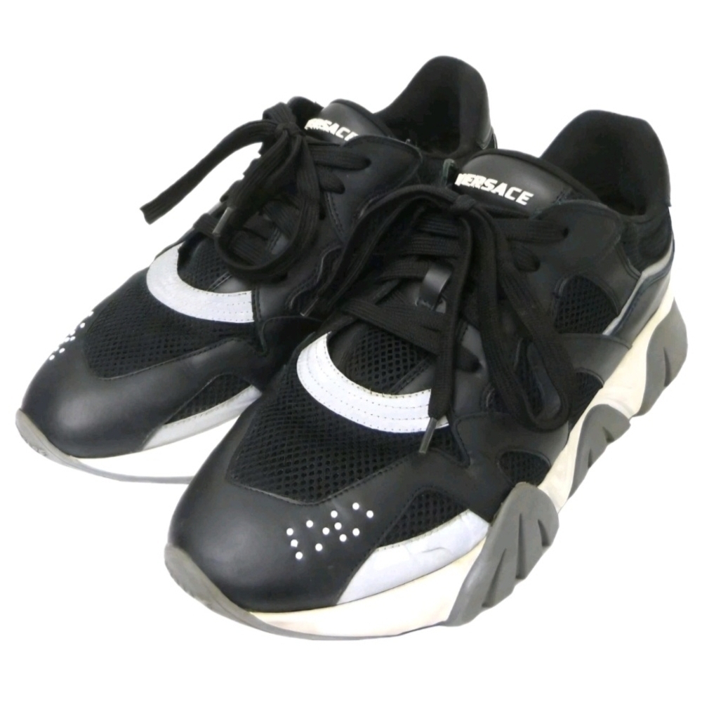 VERSACE Squalo (Unisex) Black Chunky Low Top Sneakers US Men's Size 7 Wmns Sz 9